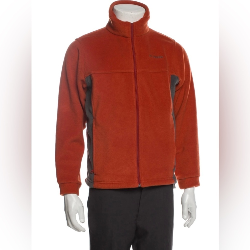Columbia fleece jacket.‎ Rust orange and grey.  Youth size XL